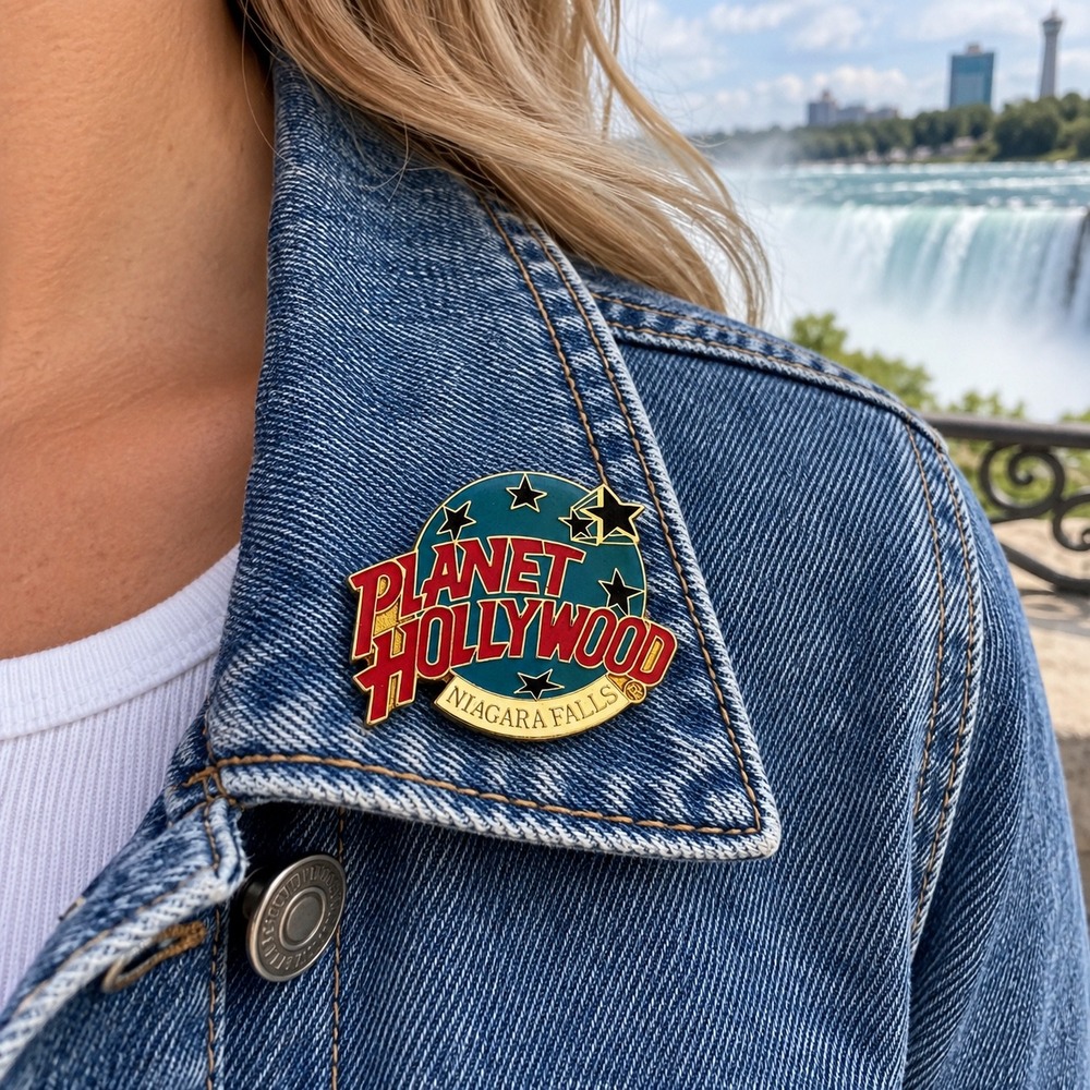 Planet Hollywood Lapel Pin Unisex OS Teal Red Niagara Falls Souvenir Logo